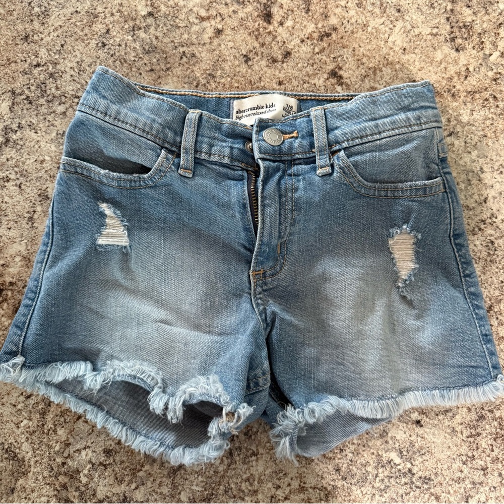 Girls Abercrombie kids denium high rise shorts size:7/8